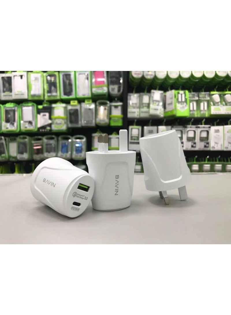 BAVIN Fast Wall Charging PD20W+QC3.0 White - Image 2