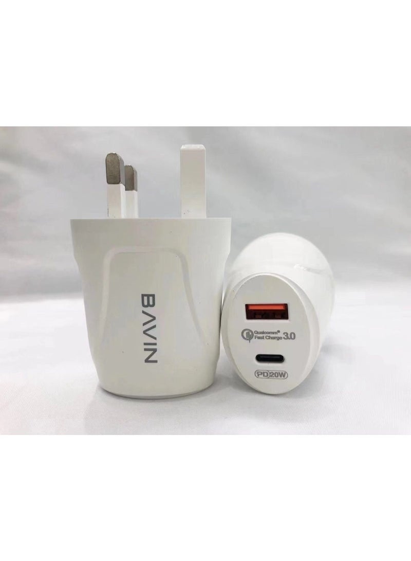 BAVIN Fast Wall Charging PD20W+QC3.0 White - Image 1
