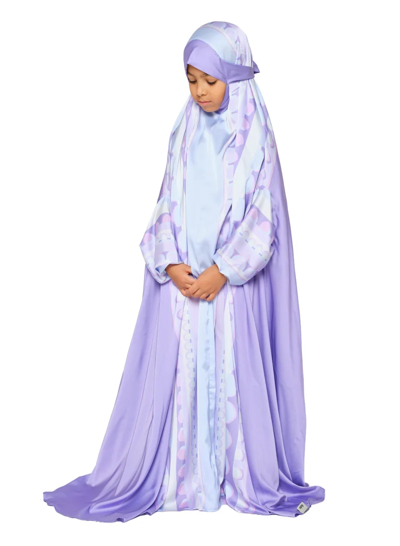 Sabr 'Baghdad' Kids Prayer Dress With Travel Pouch, Purple