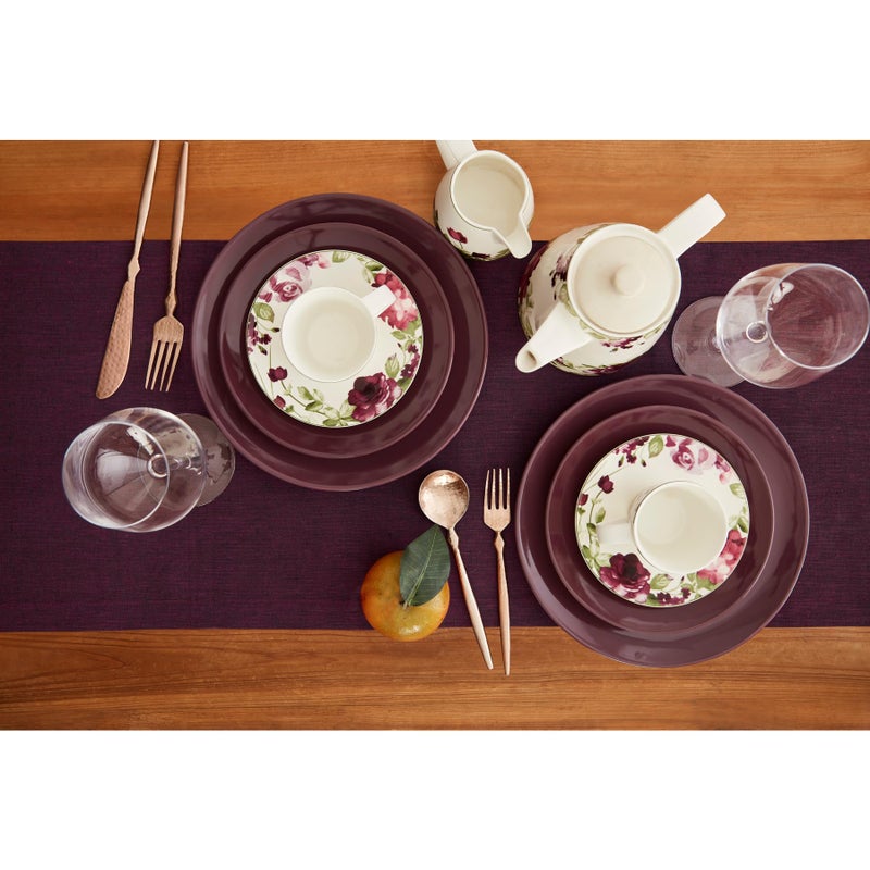 Solino Home Linen Table Runner 120 Inches Long - 100% Pure Linen Chambray Burgundy Table Runner 14 x 120 Inch - Machine Washable Dining Table Runner for Fall  Thanksgiving  Christmas - Athena - Image 3