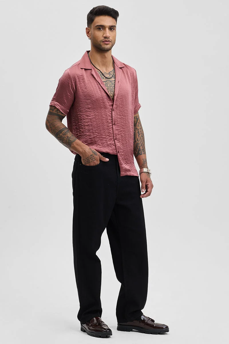 SNITCH Pink Textured Half Sleeve Boxy Casual Shirt