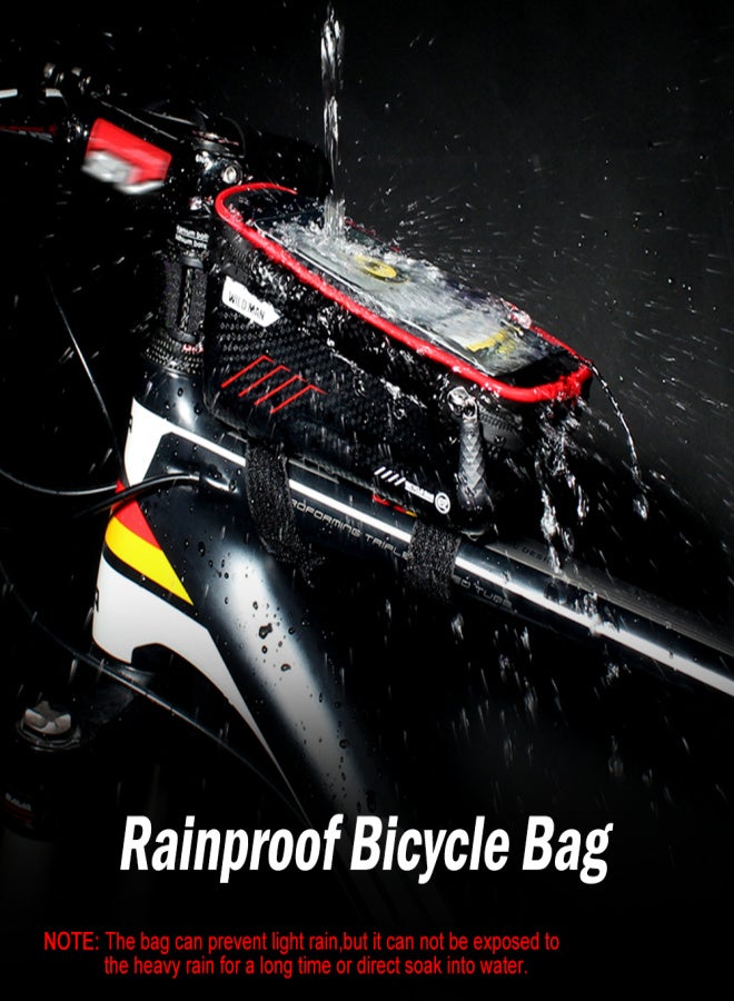 WILD MAN Bike Phone Bags with Touch Screen Phone Holder Case Waterproof Bicycle Front Frame Top Tube Mount Handlebar Bags Bike Storage Bag Cycling Pack - Image 4