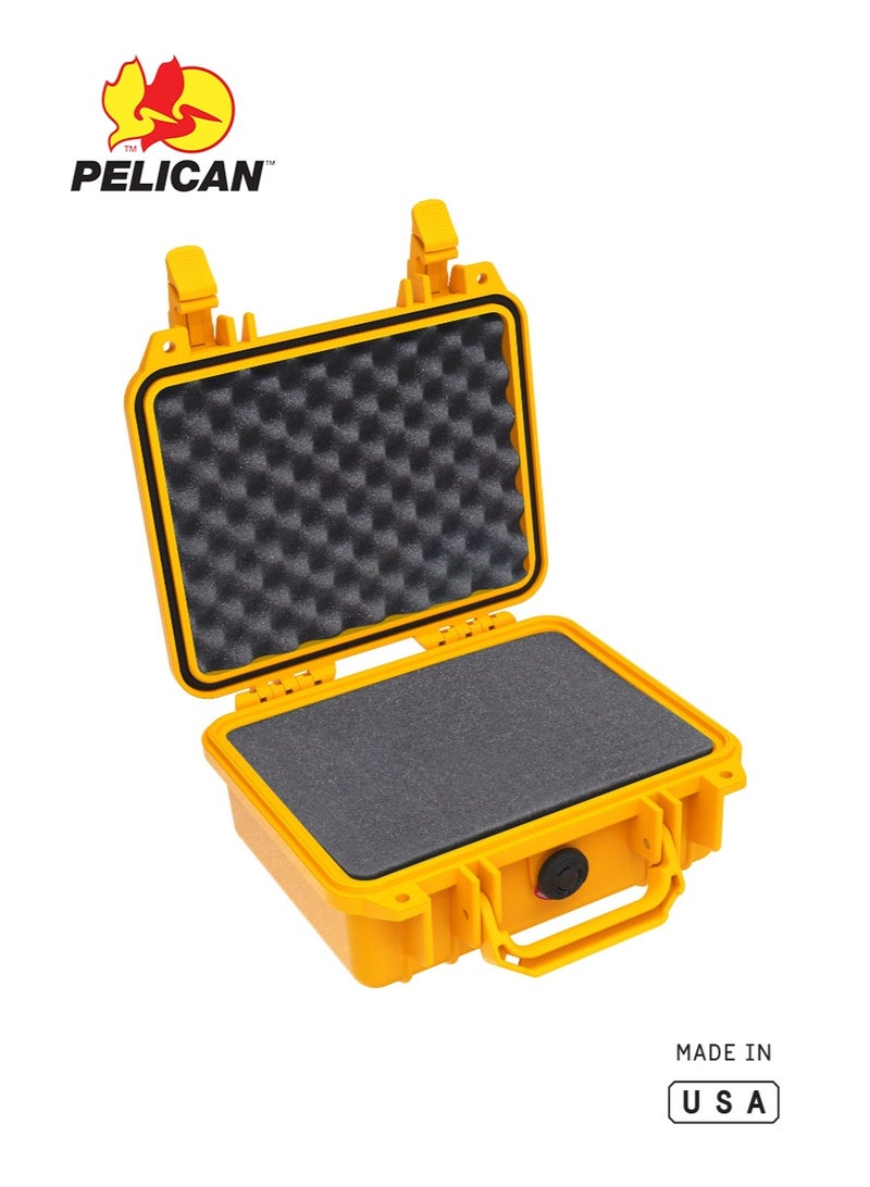 Pelican 1200 Protector Case with Foam, Yellow, IP67 Waterproof Hard Case - Image 1