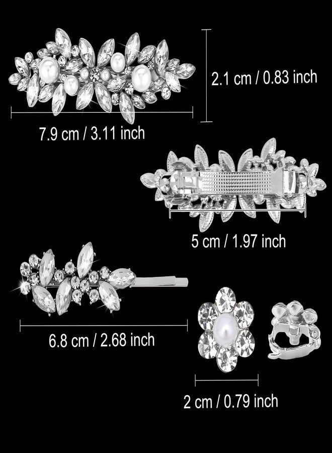 WHAVEL 12 Pcs Rhinestone Hair Clips Wedding Hair Accessories for Women Silver Fancy Barrettes Flower Clips - Image 5