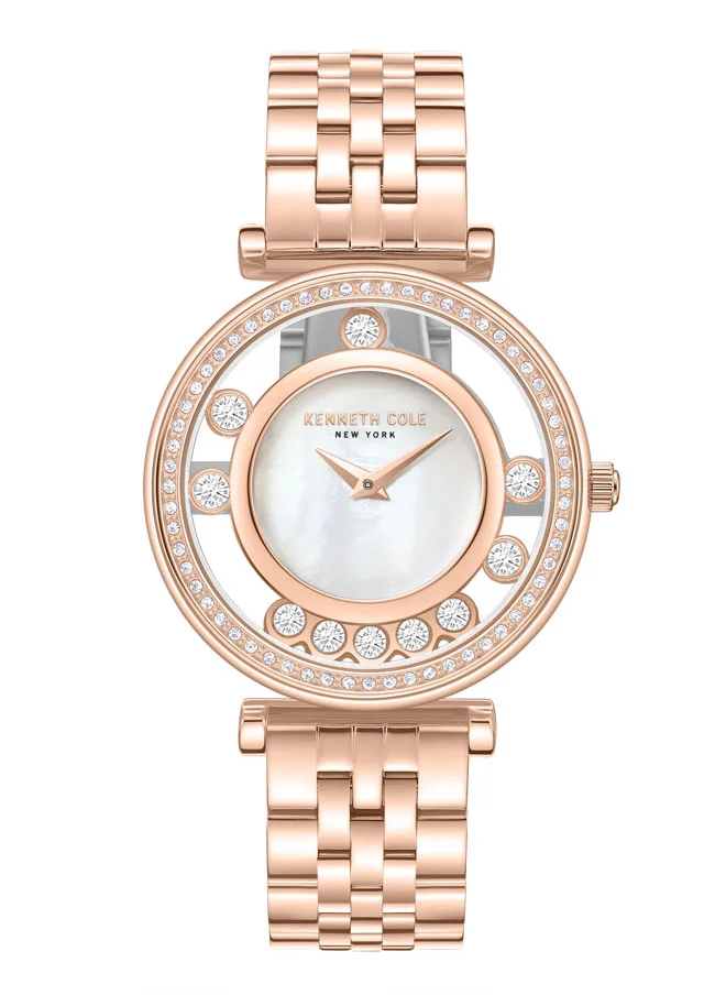 Kenneth Cole New York Kenneth Cole New York 34mm Analog Women's Watch with Mother-of-pearl Dial & Rose Gold Stainless Steel Bracelet