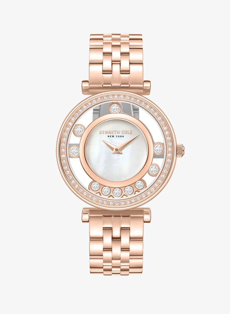 Kenneth Cole New York 34mm Analog Women's Watch with Rose Gold Stainless Steel Bracelet
