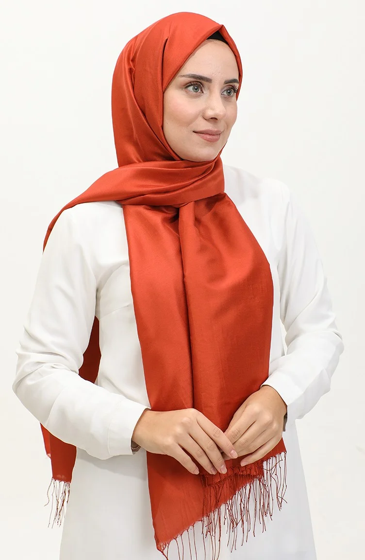 Sefa Merve Tassel Taffeta Shawl 1267-45 Tan