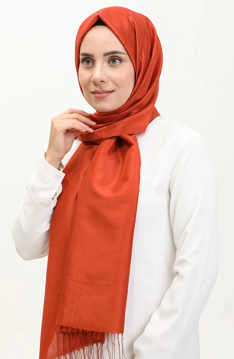 Sefa Merve Tassel Taffeta Shawl 1267-45 Tan