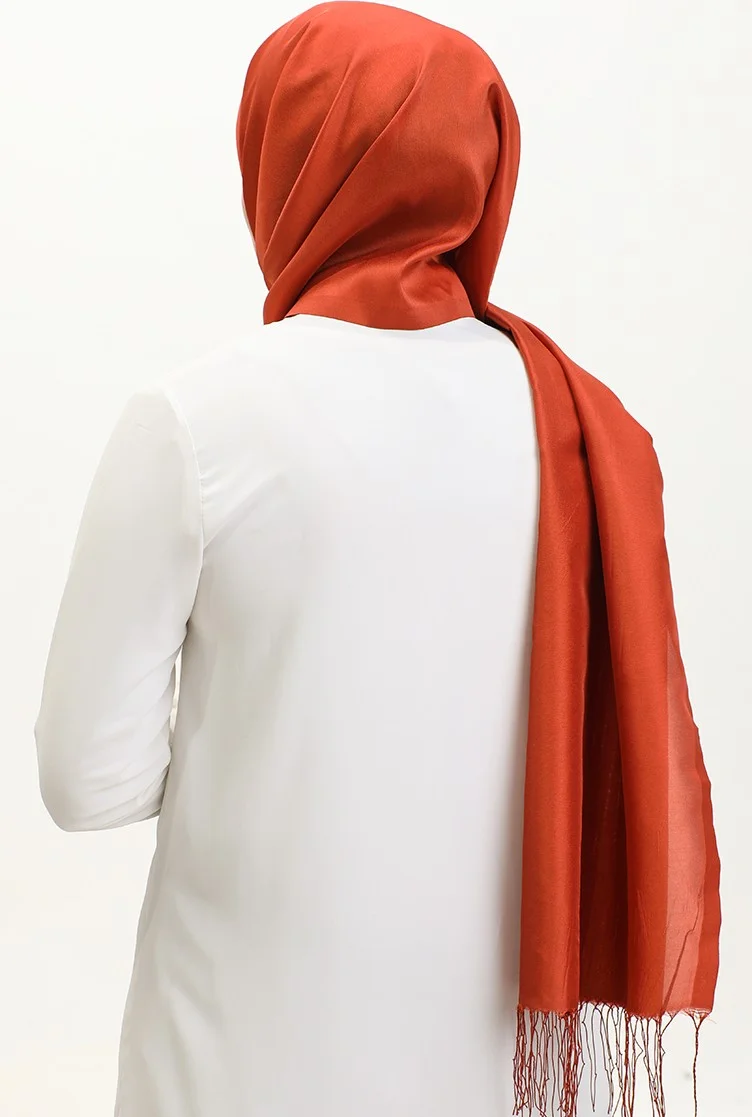 Sefa Merve Tassel Taffeta Shawl 1267-45 Tan
