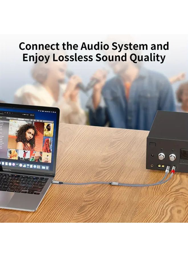 USB Type C to Dual 6.35mm 1 4 Inch Stereo Splitter Y Cable 1.2M 47.24 Inch Nylon Braided Aux Audio Cord for Smartphone Tablet Laptop Amplifier Speaker - Image 4