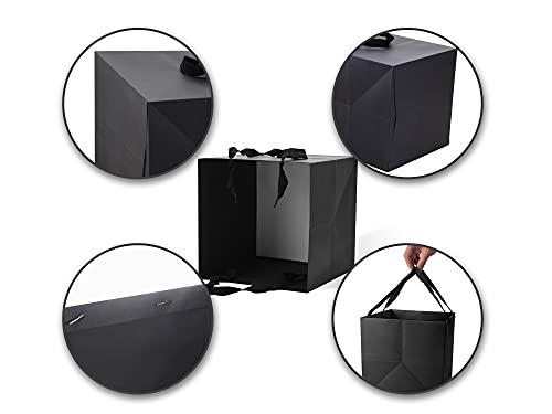 HUAPRINT Black Gift Bags With Handles - 24 Pack 10x10x10 Inch Square Size Shopping Bags for Party, Favor, Goody, Business, Kraft, Retail - Image 5