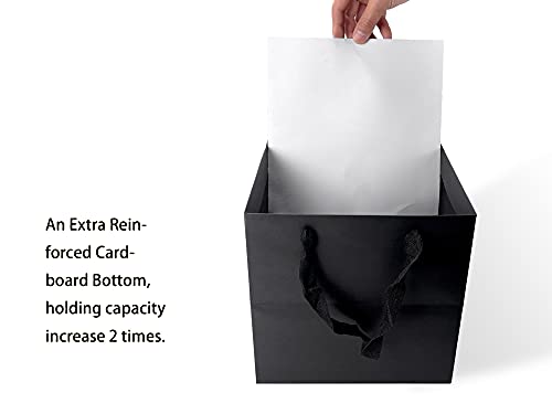 HUAPRINT Black Gift Bags With Handles - 24 Pack 10x10x10 Inch Square Size Shopping Bags for Party, Favor, Goody, Business, Kraft, Retail - Image 4