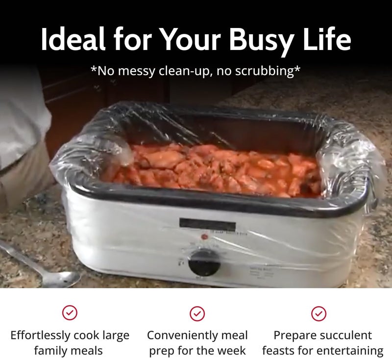 PanSaver Cooking Liners - Disposable Electric Roasting Pan Liners for Instant Cleanup with No Scrubbing - Clear, 2 Count - Image 3