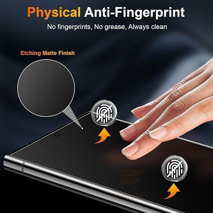 WonRia ® Pack 1 - Matte Tempered Glass for Samsung S25 Ultra 5G [100% FingerPrint Working/S-PEN Compatible ] 9H Glass Screen Guard for Galaxy S25 Ultra - Image 3