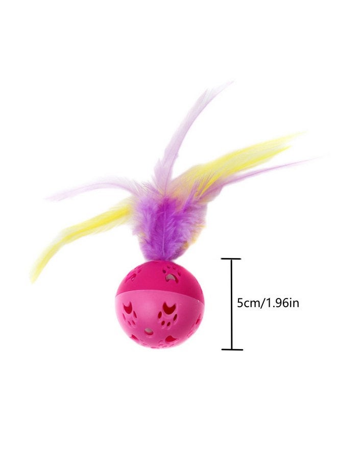 BeeSpring Cat Balls Interactive Cat Toy Cat Feather Balls with Loud Bell Inside (2Pcs Red) - Image 2