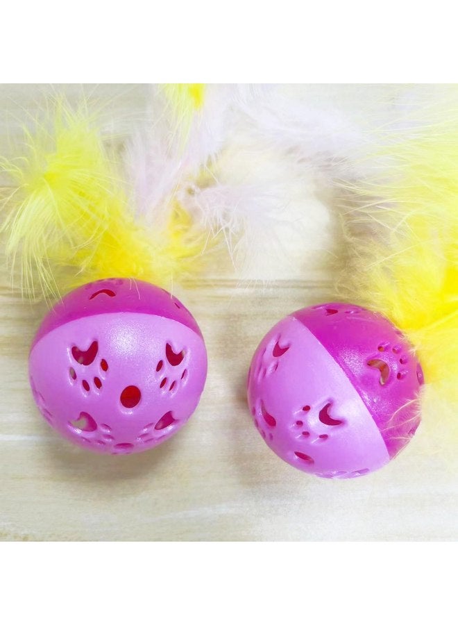 BeeSpring Cat Balls Interactive Cat Toy Cat Feather Balls with Loud Bell Inside (2Pcs Red) - Image 4