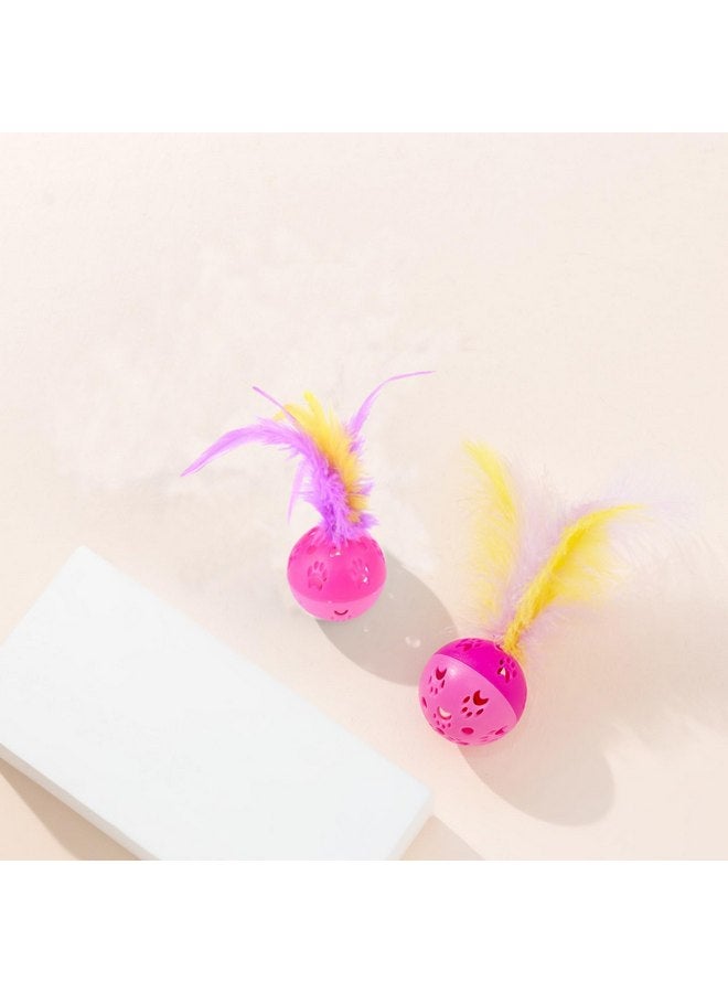 BeeSpring Cat Balls Interactive Cat Toy Cat Feather Balls with Loud Bell Inside (2Pcs Red) - Image 5