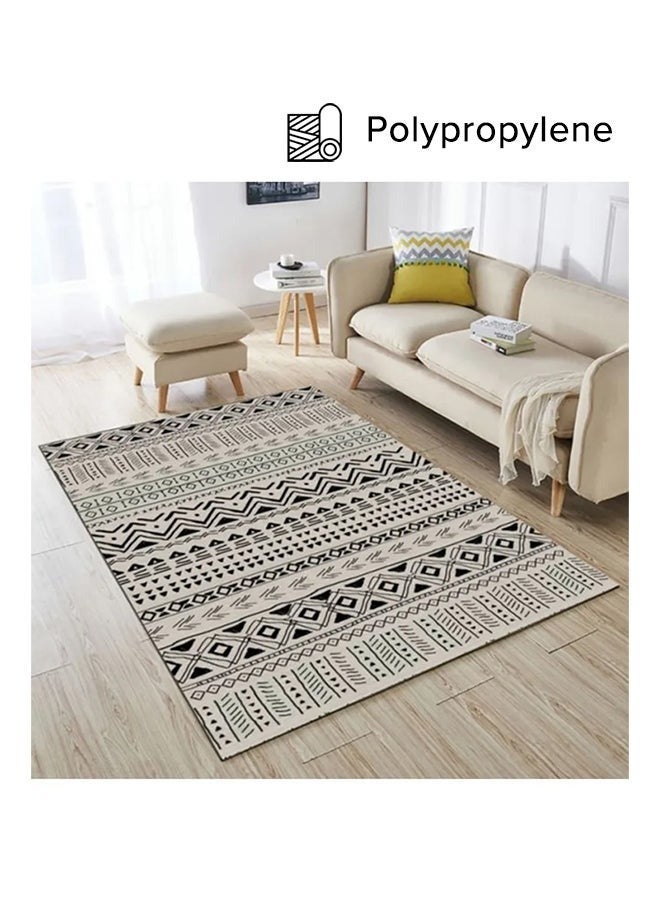 Loquat Warm Luxurious Modern Printed Rectangular Anti-Slip Carpet Polypropylene Beige/Black 140x200cm - Image 1