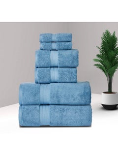 SENSES SENSES Cotton Towel Set 804 GSM (2 Bath Towels, 2 Hand Towel, 2 Wash Cloth, Blue)  - Image 1