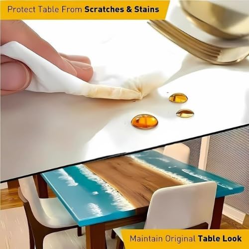 BMRGIFTS Transparent PVC Table Cover – Waterproof Clear Table Protector for 4 & 6 Seater Dining Table, Office Desk, Thick Heavy Duty Tablecloth, Spill-Proof, Easy to Clean 2 MM 18x48 inch - Image 4