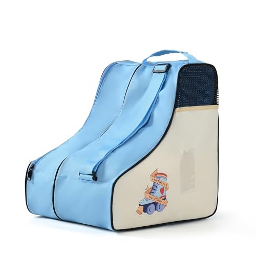 Boulder Bee Roller Skate Bag Ice Skate Bag for Women with Adjustable Shoulder Strap Shoe Bag for Ice SkatingInline Skates for Both Kids and Adults Blue - Image 1