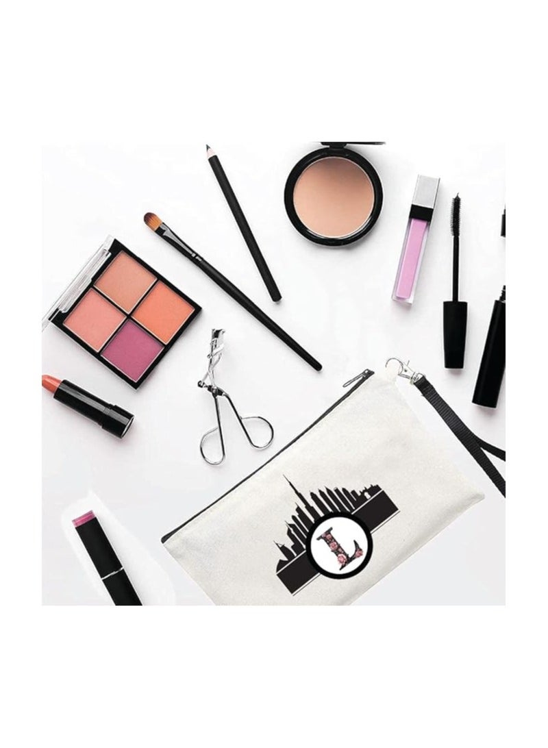 Dubai Skyline With Initial Monogram Cosmetic Bag-Monogram Makeup Case-Dubai Skyline Makeup Pouch-Cosmetic Pouch For Travelers - Image 2