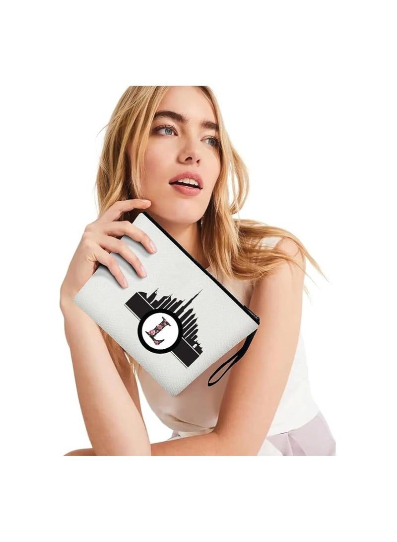 Dubai Skyline With Initial Monogram Cosmetic Bag-Monogram Makeup Case-Dubai Skyline Makeup Pouch-Cosmetic Pouch For Travelers - Image 3