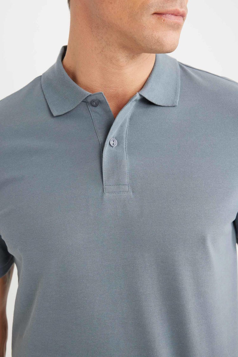 DeFacto Grey Man Regular Fit Pique Polo T-Shirt Casual - Image 5