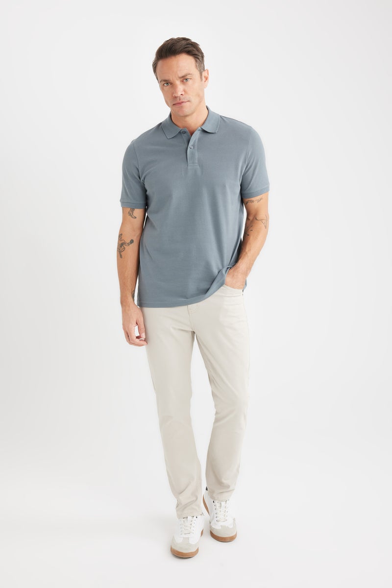 DeFacto Grey Man Regular Fit Pique Polo T-Shirt Casual - Image 2