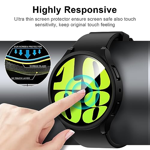 BHARVEST 55 Pack Galaxy Watch 7 44mm Screen Protector Waterproof Case Protective CoverTempered Glass Screen Protector UltraThin Hard PC Guard Bumper for Samsung Galaxy Watch 7 44mm Men - Image 3