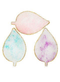 SYOSI Nail Art Palettes Mixing Palette Polish Color Plate Golden Edge Resin Holder Display Cosmetic Tools (Leaf Shape) 3 Pieces  - Image 1