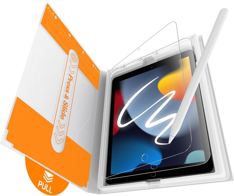 -2 عبوة واقي شاشة زجاجي بملمس الورق لأجهزة iPad مقاس 10.2 بوصة للأجيال 9 و8 و7 (2021 و2020 و2019) – متوافق مع Apple Pencil، زجاج مقسى 9H+، فيلم غير لامع، مقاوم للخدش، خالٍ من الفقاعات - Image 1