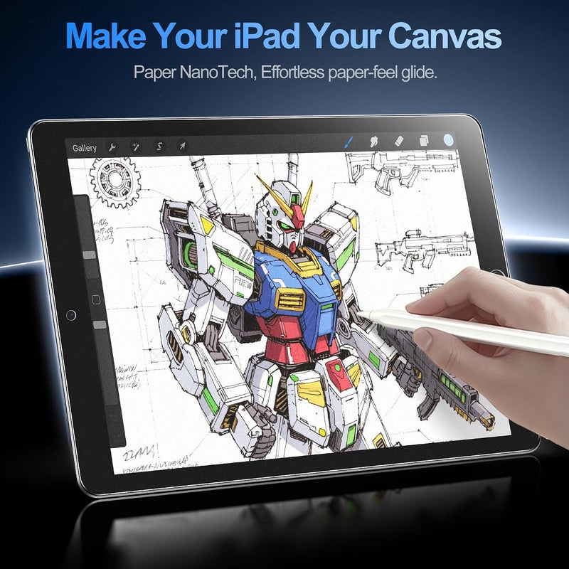 -2 عبوة واقي شاشة زجاجي بملمس الورق لأجهزة iPad مقاس 10.2 بوصة للأجيال 9 و8 و7 (2021 و2020 و2019) – متوافق مع Apple Pencil، زجاج مقسى 9H+، فيلم غير لامع، مقاوم للخدش، خالٍ من الفقاعات - Image 3