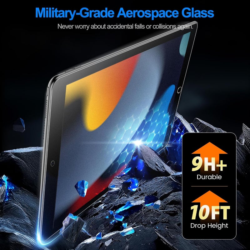 -2 عبوة واقي شاشة زجاجي بملمس الورق لأجهزة iPad مقاس 10.2 بوصة للأجيال 9 و8 و7 (2021 و2020 و2019) – متوافق مع Apple Pencil، زجاج مقسى 9H+، فيلم غير لامع، مقاوم للخدش، خالٍ من الفقاعات - Image 5