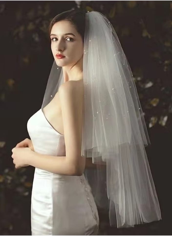 OMEVE Wedding Bridal Veil Headdress,Wedding Veil Party Club Headpieces for Women and Girls(60-70cm) (White)  - Image 1