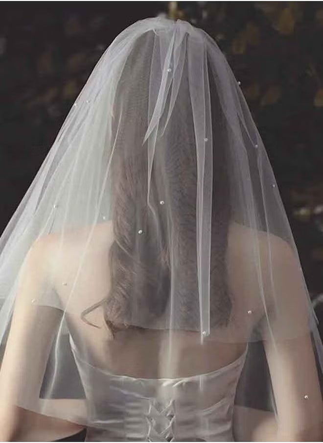OMEVE Wedding Bridal Veil Headdress,Wedding Veil Party Club Headpieces for Women and Girls(60-70cm) (White)  - Image 3