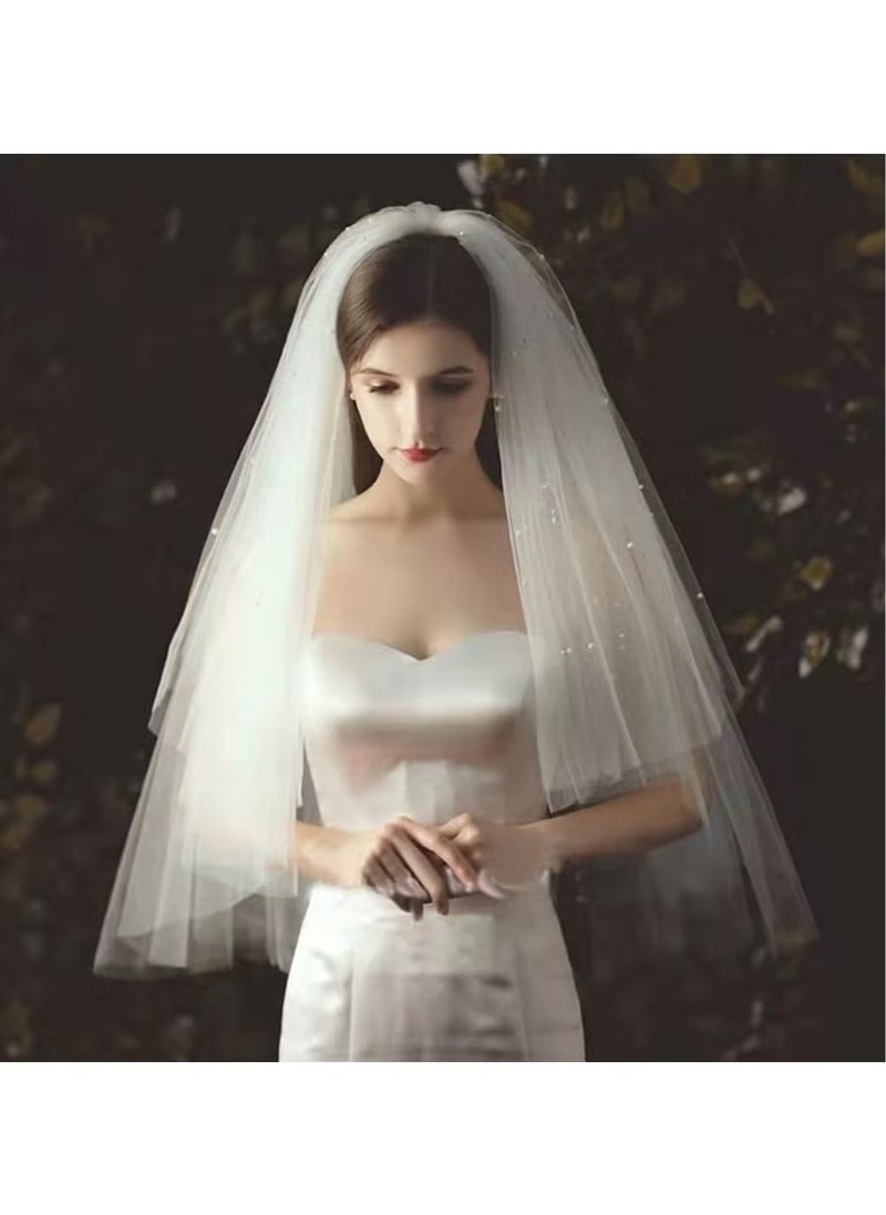 OMEVE Wedding Bridal Veil Headdress,Wedding Veil Party Club Headpieces for Women and Girls(60-70cm) (White)  - Image 4