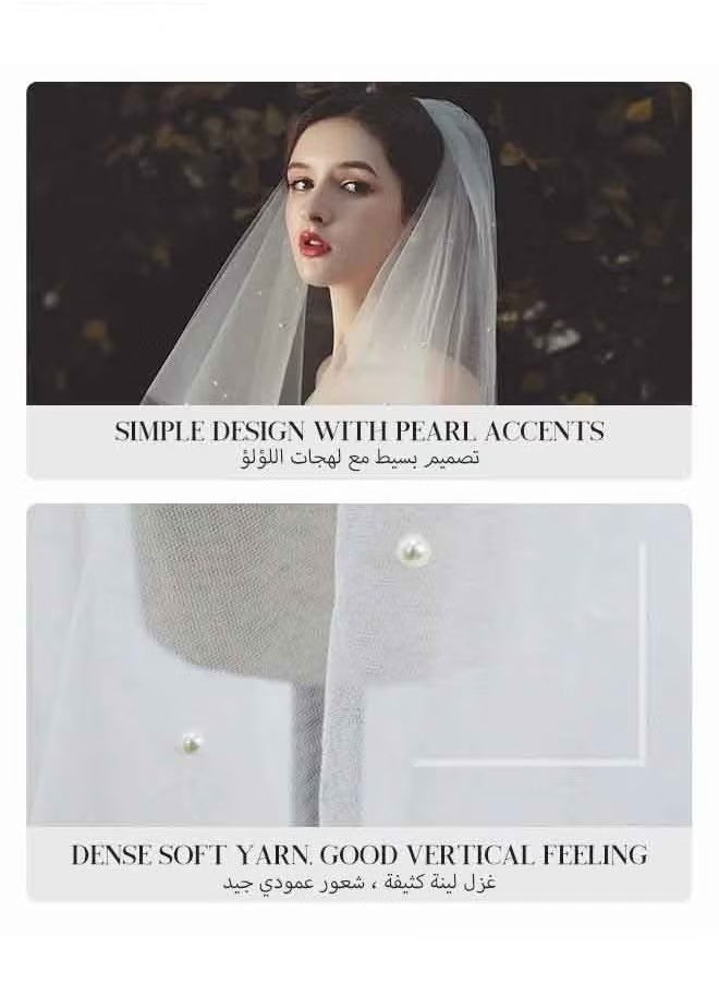 OMEVE Wedding Bridal Veil Headdress,Wedding Veil Party Club Headpieces for Women and Girls(60-70cm) (White)  - Image 5