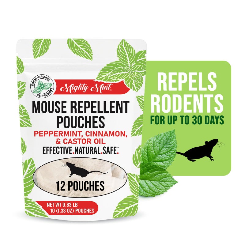 Mighty Mint Mouse Repellent Pouches â€“ Peppermint, Castor Oil & Cinnamon Formula â€“ Natural Indoor Deterrent for Mice and Rodents â€“ Plant-Based, Long-Lasting Protection â€“ 12 Count - Image 2