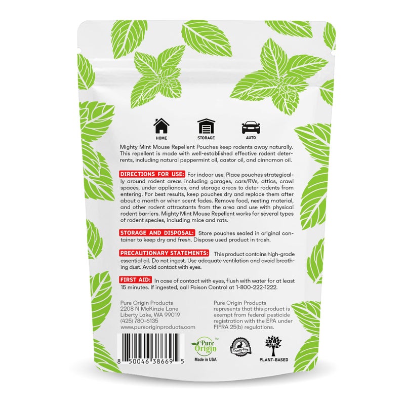 Mighty Mint Mouse Repellent Pouches â€“ Peppermint, Castor Oil & Cinnamon Formula â€“ Natural Indoor Deterrent for Mice and Rodents â€“ Plant-Based, Long-Lasting Protection â€“ 12 Count - Image 3