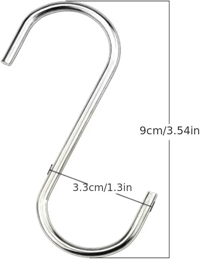 10 قطعة من خطافات S الفولاذية المقاومة للصدأ مقاس 9 سم للمطبخ والحمام والملابس متعددة الوظائف للتعليق - Image 3