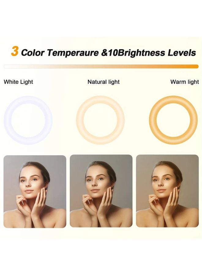 ضوء حلقي زومي 12 بوصة أسود مع حامل ثلاثي 63 بوصة للبث والتسجيل - Image 3