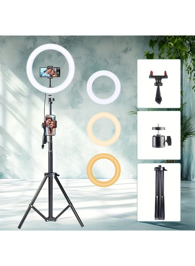 ضوء حلقي زومي 12 بوصة أسود مع حامل ثلاثي 63 بوصة للبث والتسجيل - Image 1