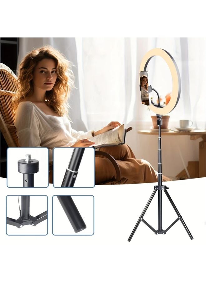 ضوء حلقي زومي 12 بوصة أسود مع حامل ثلاثي 63 بوصة للبث والتسجيل - Image 5