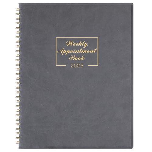 MaaIbok 2025 Weekly Appointment Book - Daily Hourly Planner 2025, Jan 2024 - Dec 2025, 8.4" x 10.6", 15-Minute Interval, Flexible Soft Cover - Grey - Image 1