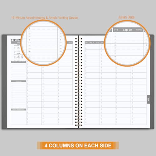 MaaIbok 2025 Weekly Appointment Book - Daily Hourly Planner 2025, Jan 2024 - Dec 2025, 8.4" x 10.6", 15-Minute Interval, Flexible Soft Cover - Grey - Image 4