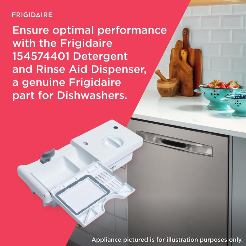 FRIGIDAIRE 154574401 موزع المنظفات ومواد الشطف لغسالات الصحون، أبيض - Image 4