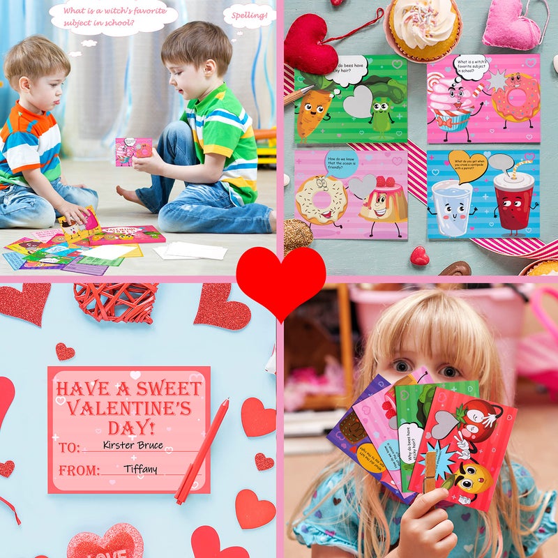 Geefuun 40 Sets Valentines Cards for Kids - 40 Scratch Off Jokes Cards + 40 Envelopes Classroom School Exchange Gifts Love Party Favors Supplies - Image 2