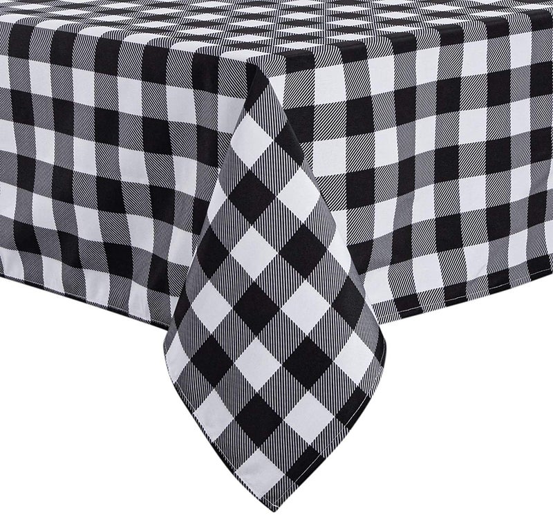 ATOOTFUSION Cotton 6 Seater Black and White Checkered Dining Table Cover Cloth (60 X 84 Inch) - Image 3