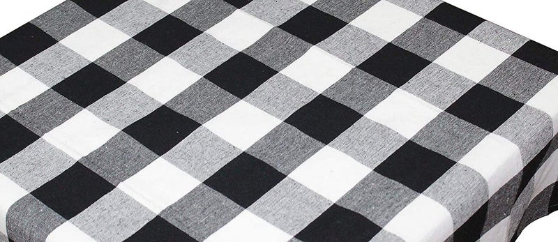 ATOOTFUSION Cotton 6 Seater Black and White Checkered Dining Table Cover Cloth (60 X 84 Inch) - Image 2